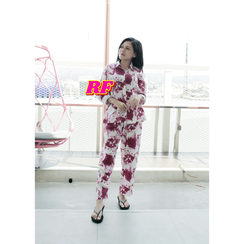 Setelan one set tie dye / setelan atasan wanita / setelan tie dye rayon premium / cod /rayon viscose