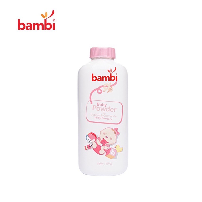 Bambi Baby Powder Milky Powdery Pink - Bambi bedak tabur 250gr Pink