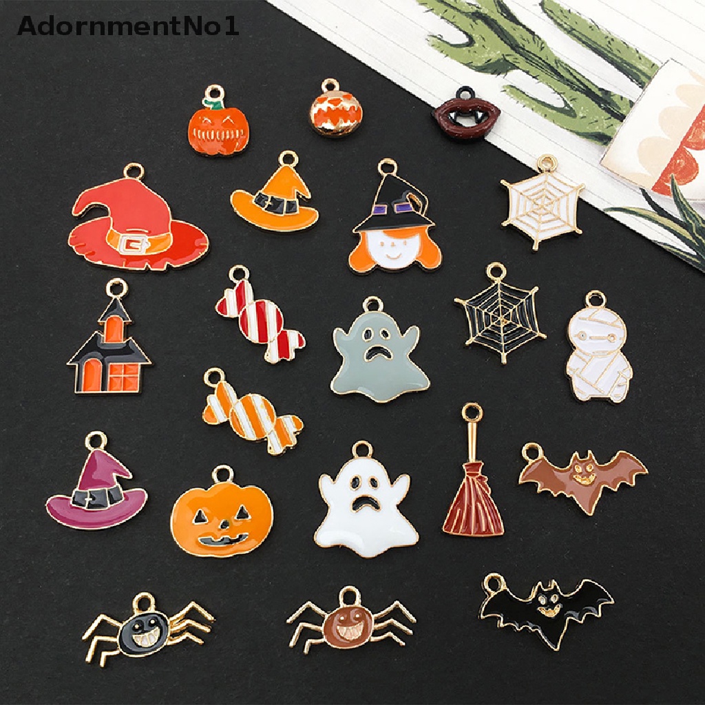 (AdornmentNo1) 21pcs / Set Liontin Bentuk Labu / Hantu / Permen Halloween Untuk Aksesoris DIY Charms