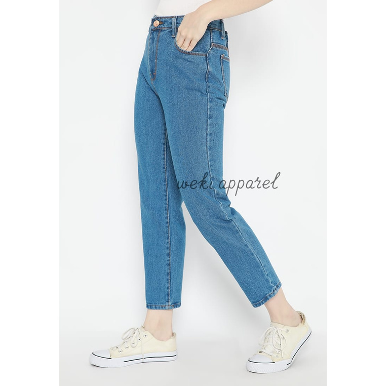 Weki Boyfriend Jeans Wanita  Medium Blue