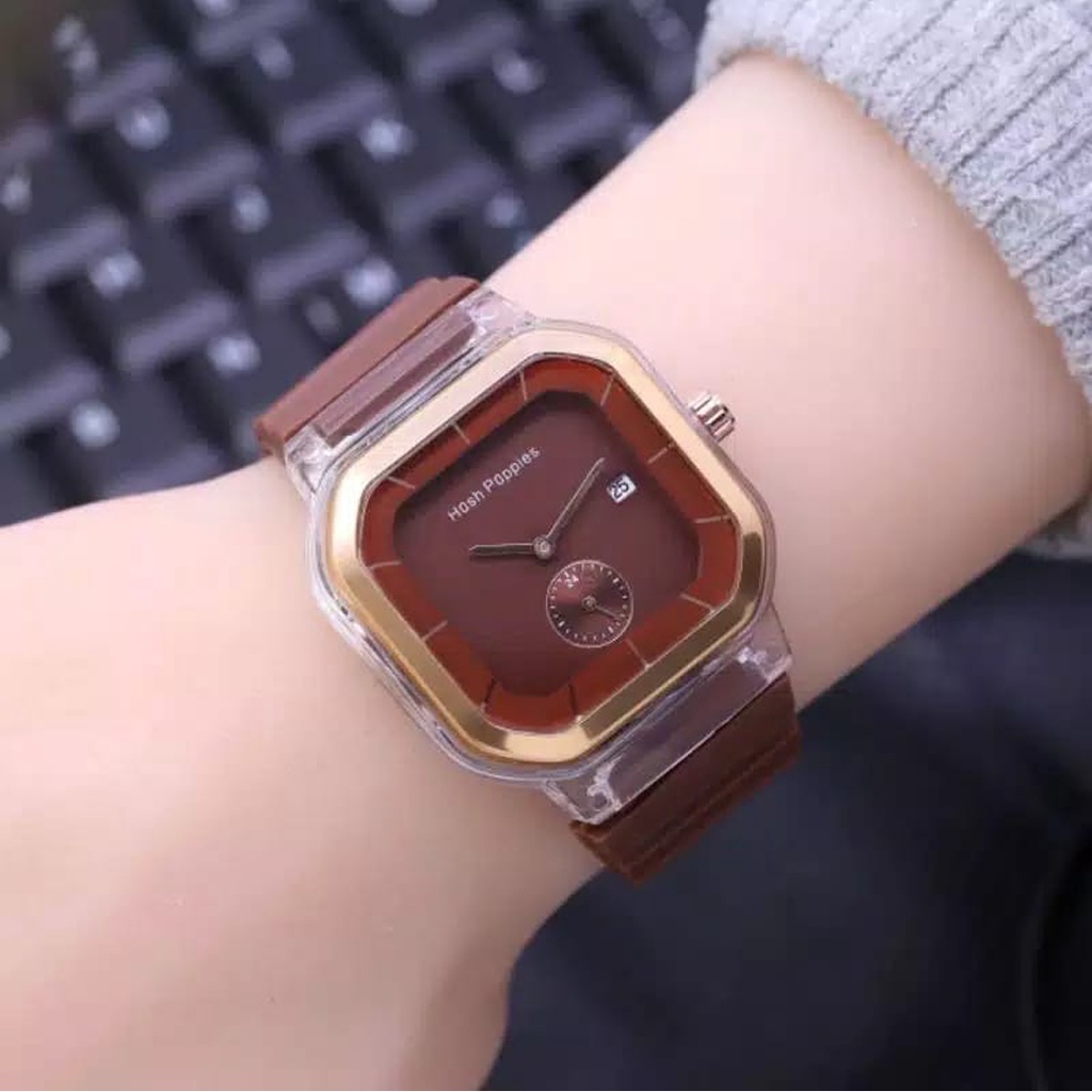 BRGUNIK Jam Tangan Wanita Cewek Hosh Poppies Sergi Jarum Strap Rubber JT037