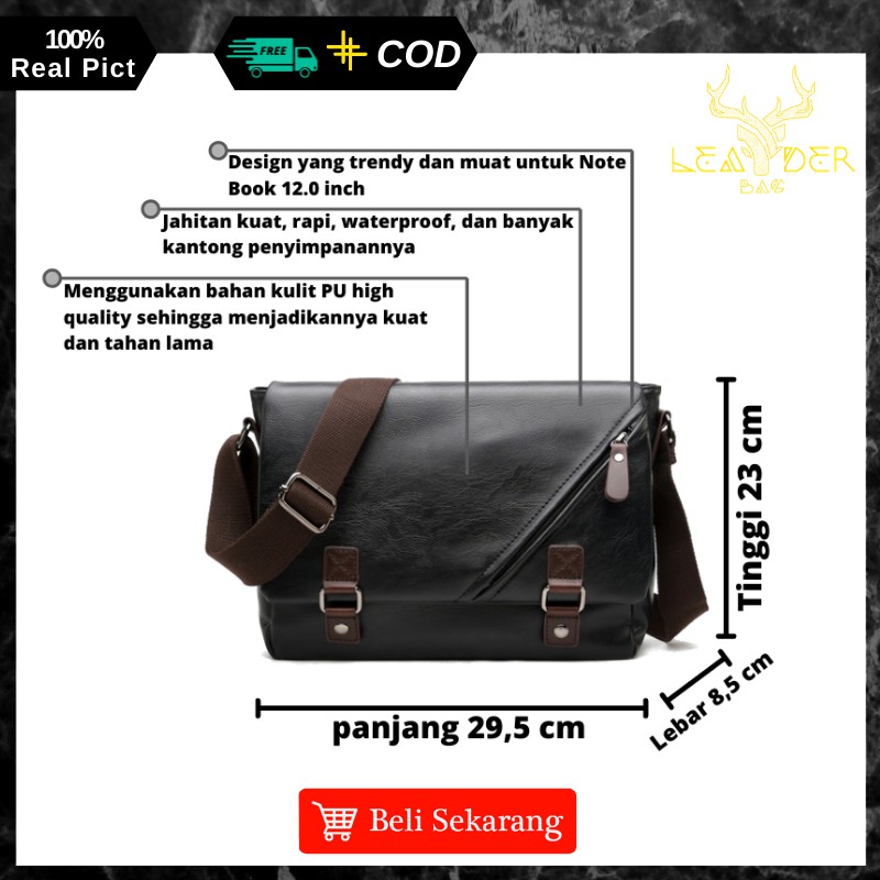 Tas Selempang Laptop Kulit Pria Terbaru 2021 Original Warna Coklat Atau Tas Messenger Kerja Cowok