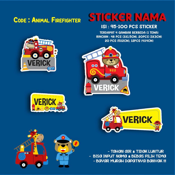 

Sticker / Stiker Label Nama Karakter Tema ANIMAL FIRE RESCUE