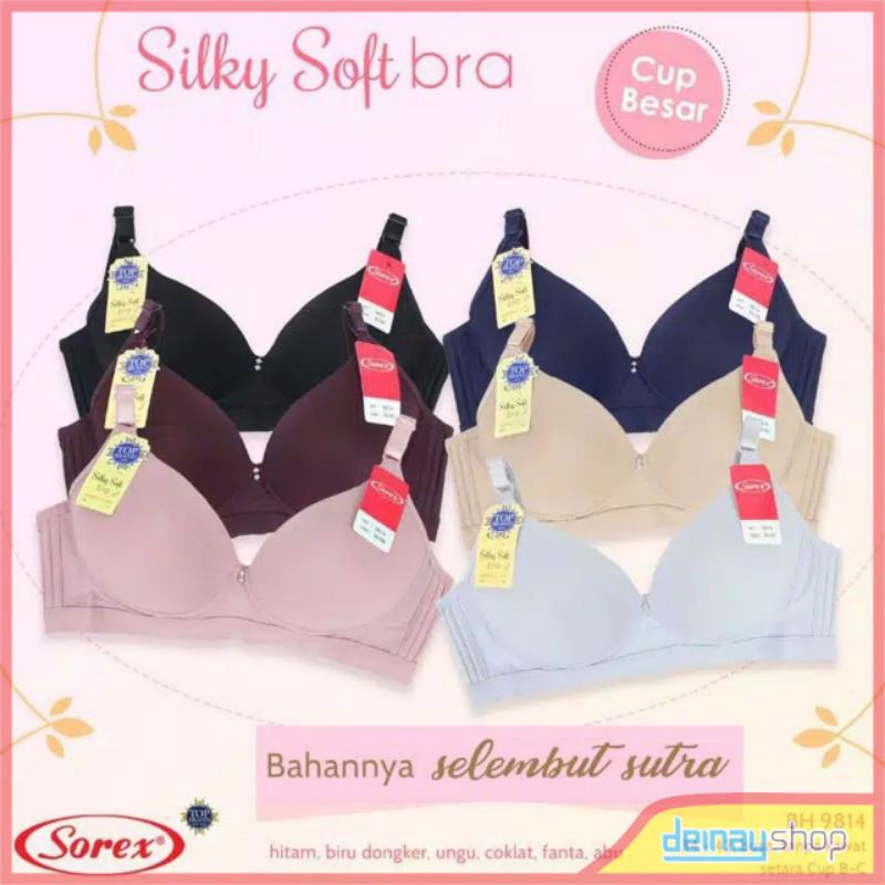 Sorex 9814 BH Bra Kutang Dewasa Cup Besar Busa Tanpa Kawat Silky Soft
