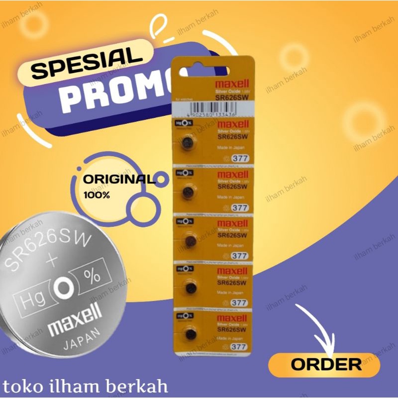 Baterai Jam Tangan 626 Maxell SR626SW Original