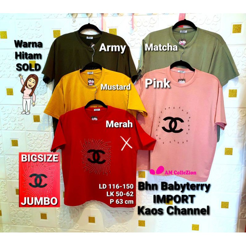 BIGSIZE JUMBO KAOS CHANEx BAHAN BABYTERRY IMPORT