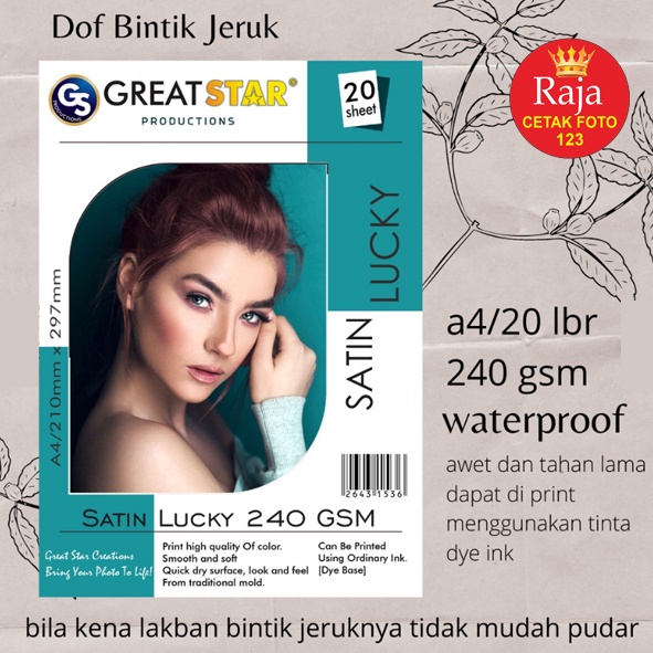 

SILKY SATIN A4/20 KUALITAS PREMIUM 240 GSM LUCKY STAMP