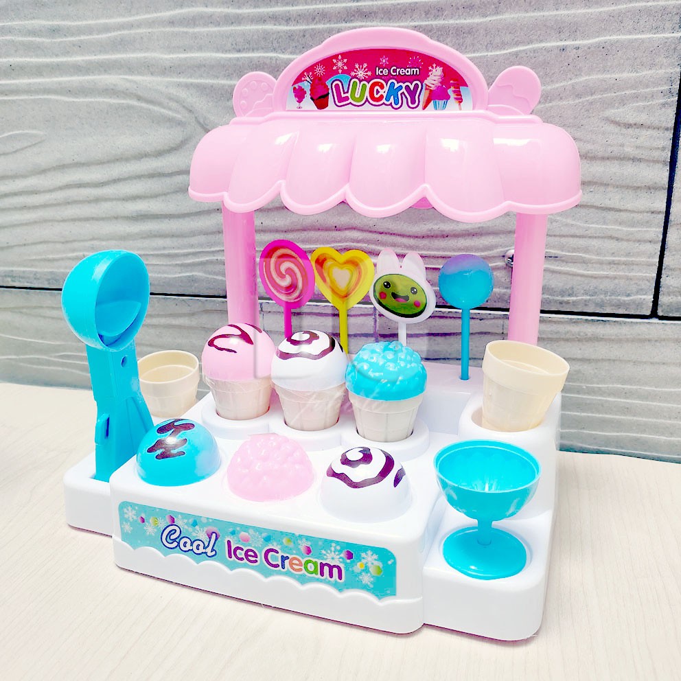 Ice Cream Candy House Mainan Toko Es Krim &amp; Permen Lollipop Ada Lampu &amp; Suara