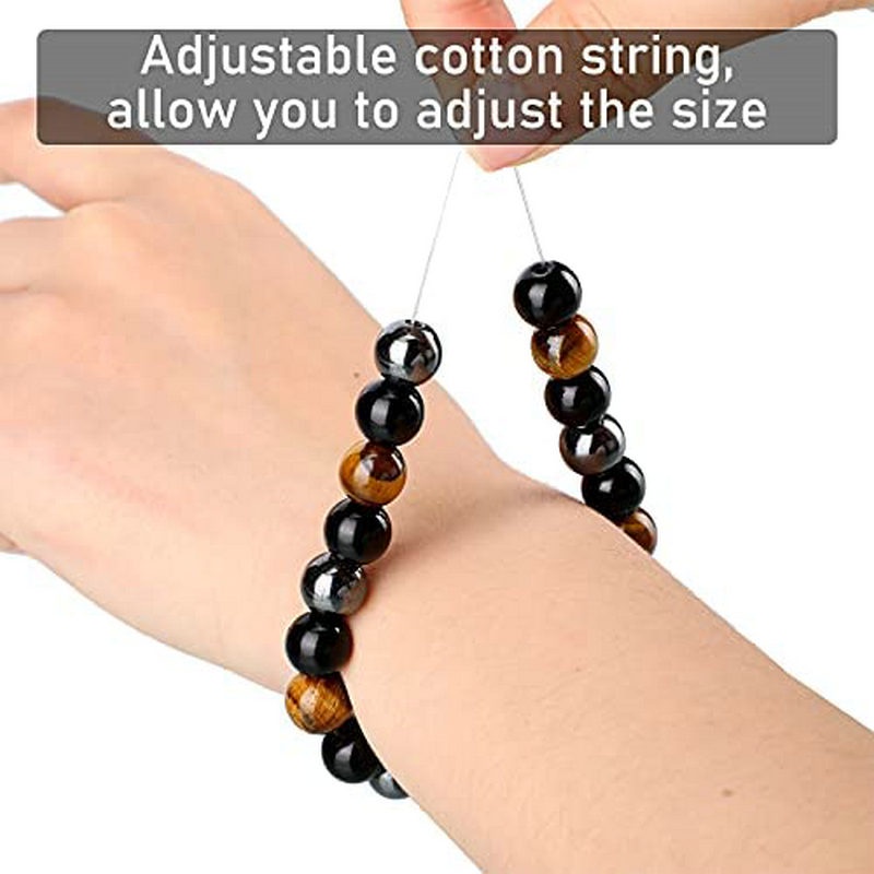 Gelang Manik-Manik Batu Obsidian Tiger Eye Warna Hitam Untuk Pria Dan Wanita