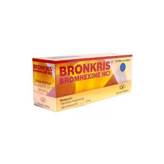 BRONKRIS TABLET 10'S/ Obat Batuk Berdahak / BROMHEXINE HCL