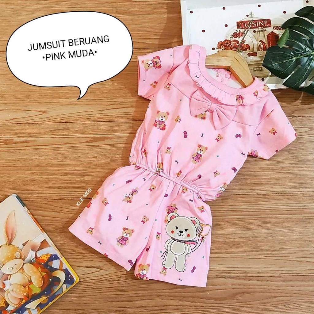 Klik Mds Jumpsuit Baju Bayi Perempuan 0-6 Bulan Motif Beruang Jumsuit Anak Bayi Cewek