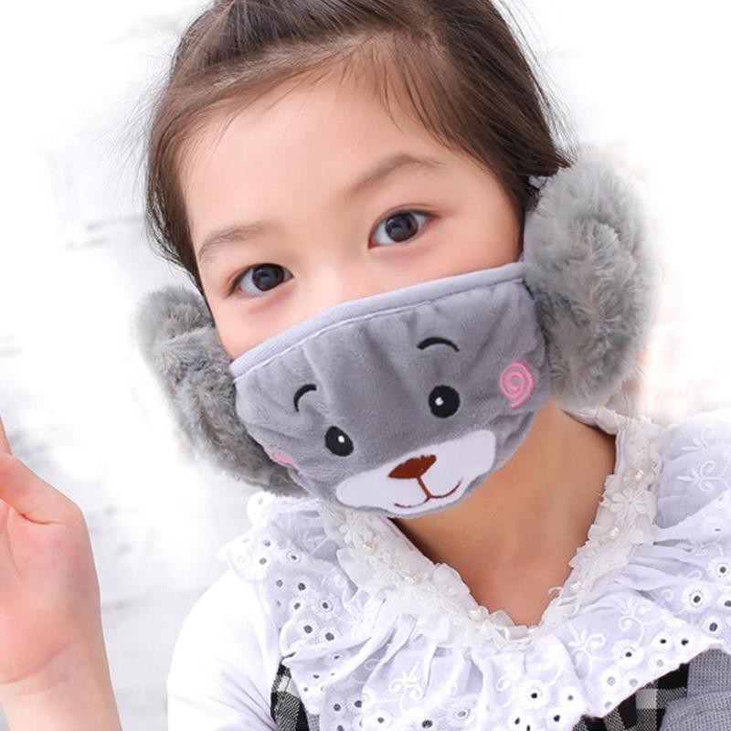 Masker mulut Telinga Anak motif kartun Earmuff Premium IMPORT TEBAL WASHABLE anti debu dan virus COD