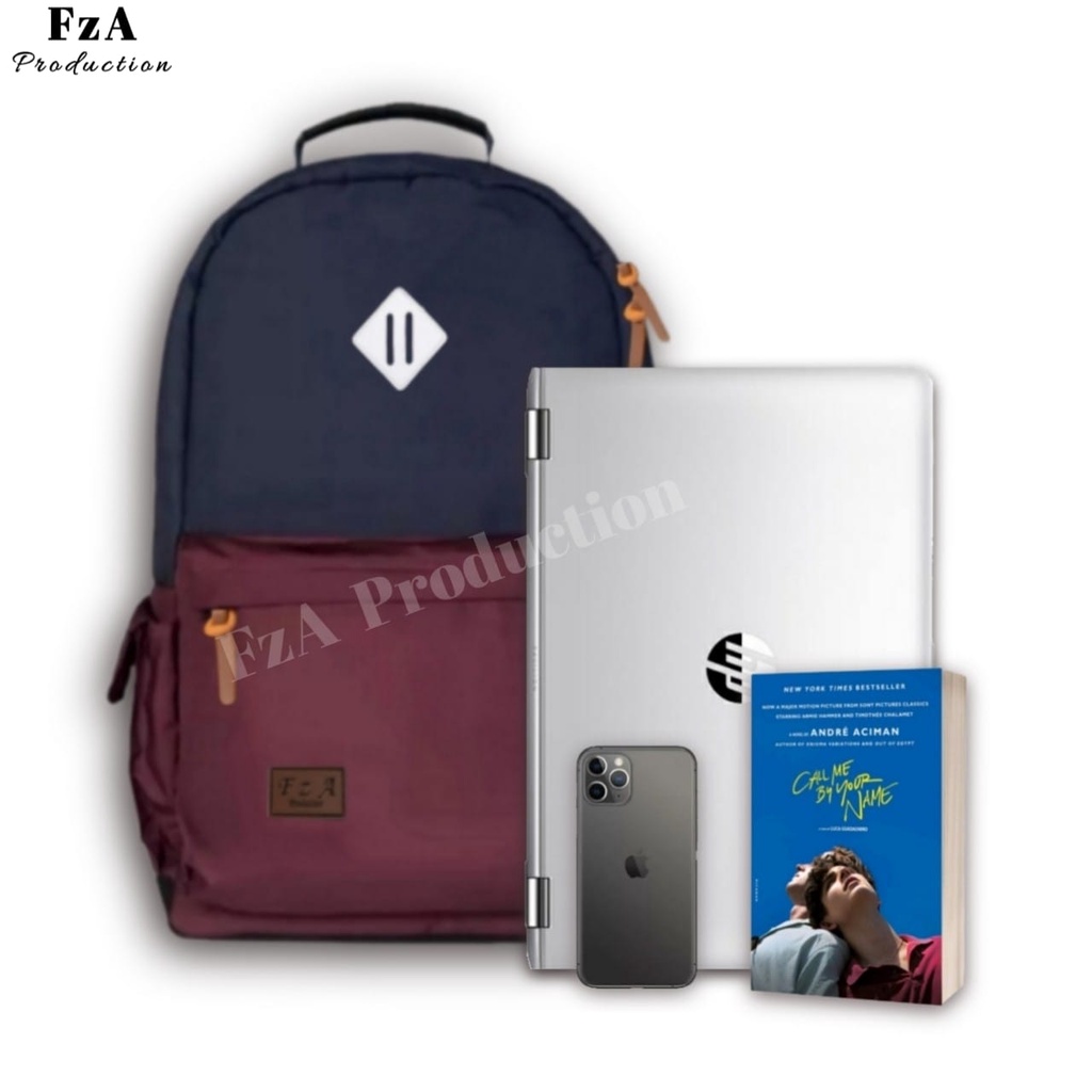 Tas Ransel Punggung Distro Casual Pria Wanita / Tas Ransel Laptop Original - FzA Gratis Jam Tangan Sport