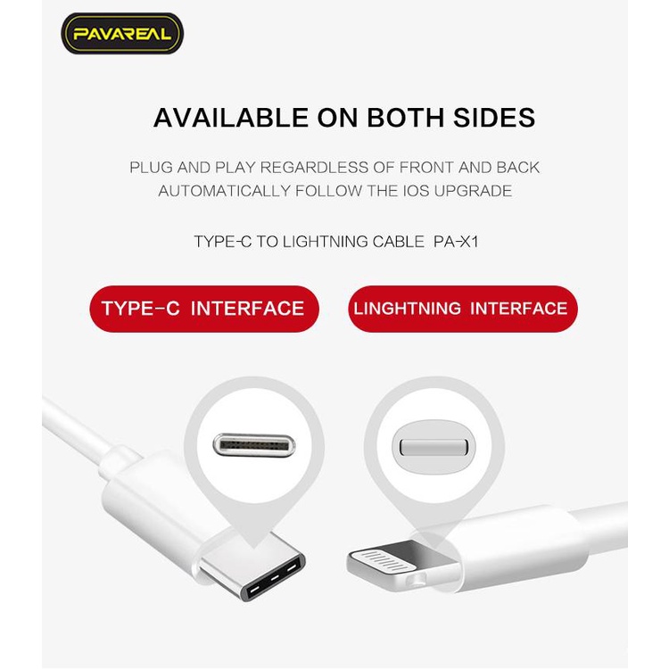 Kabel Data Pavareal PA-X8 Type C To Lightning 20W QC 3.0 Super Fast Charging Aksesoris Handphone Hp GALLERYONE gallery one