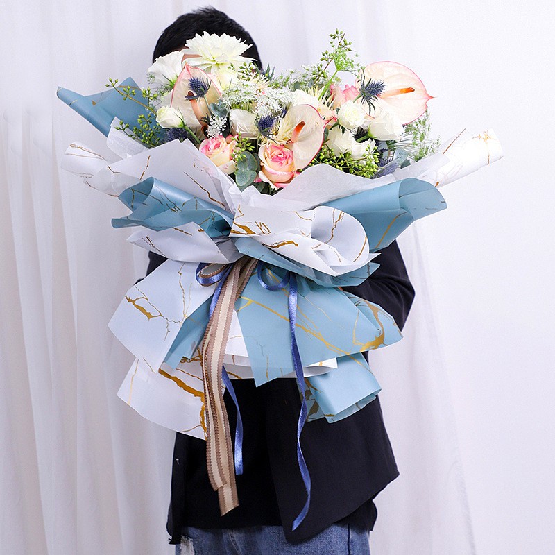 KB20 FLOWER WRAPPING MARBLE &amp; OMBRE COLOR (ECER) TRANSPARENT CELLOPHANE KERTAS BUKET BUNGA HAND BOUQUET [1KG=92PCS]