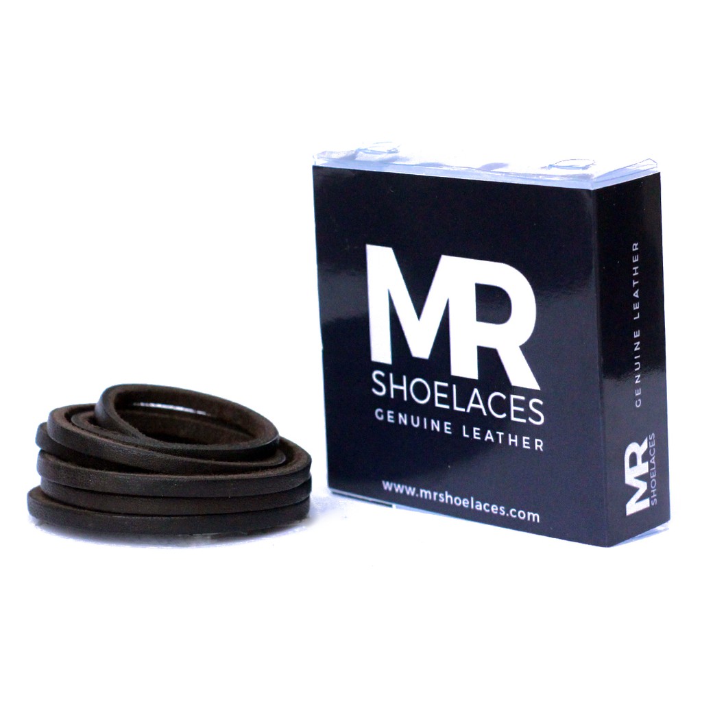 MR Shoelaces LR19 Espresso (Coklat Pekat) - Tali Sepatu Kulit 60cm 80cm 100cm - Premium Leather Shoelace