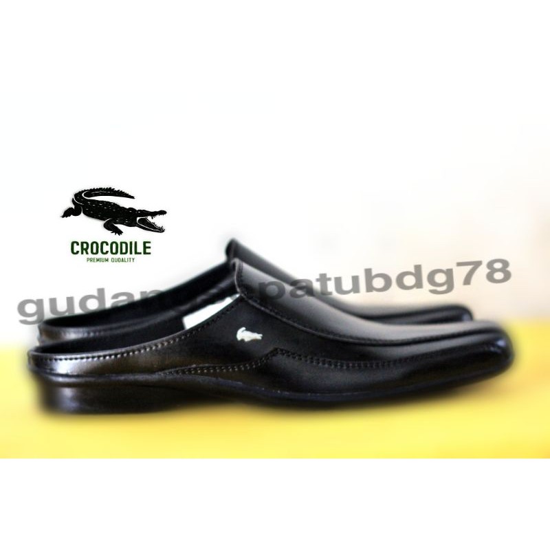 Sandal Slop Pria Bustong Crocodile Semi Formal Kulit Swedian Handmade