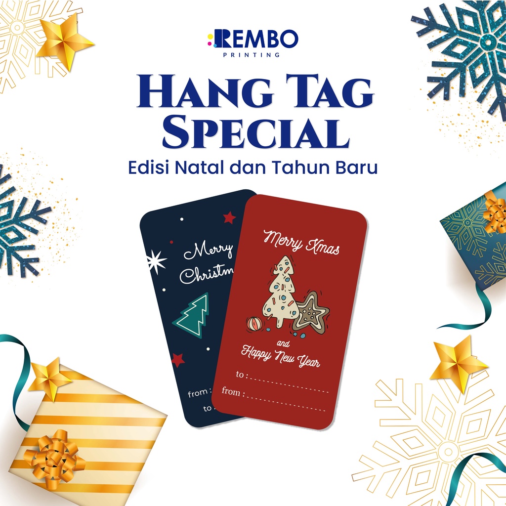 Hang Tag Spesial 1/Thank You/Kartu Ucapan/Greetings Card Edisi Natal Tahun Baru/Christmas/New Year Custom Cetak Print Murah