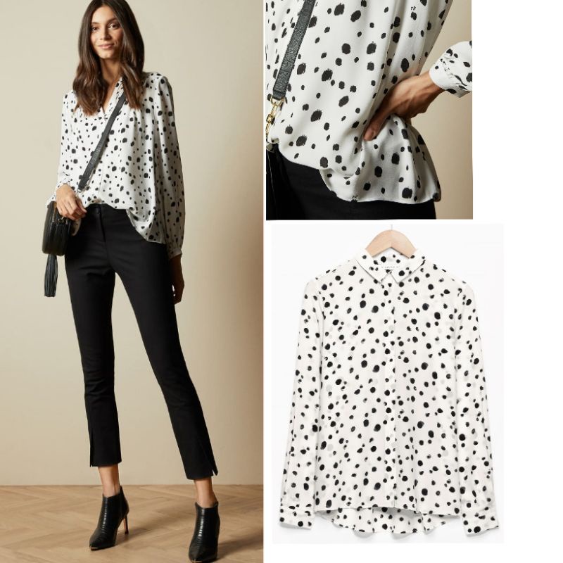KEMEJA BAJU ATASAN KERJA WANITA POLYESTER COLLAR LONGSLEEVE SHIRT H*M
