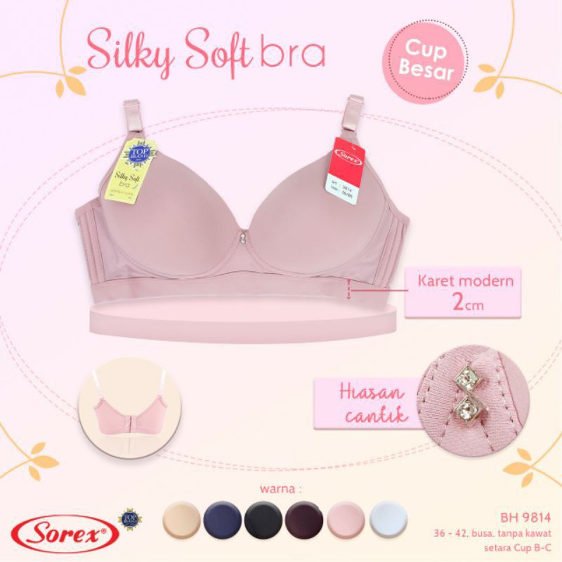 BH Bra Tanpa Kawat Busa Tipis Lembut Silky Soft Sorex 9814