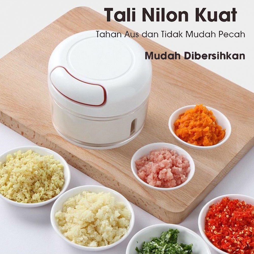 Mini Speedy Chopper Tarik Penghancur Gilingan Bumbu Choper Serbaguna Masher /Mini Garlic Puller Garlic Mud Artifact Kitchen Accessories High Quality Blender Plastik /Manual Bawang Mini Chopper Speedy  Garlic Chopper Penghalus Bumbu Tali Nilon  Penggiling