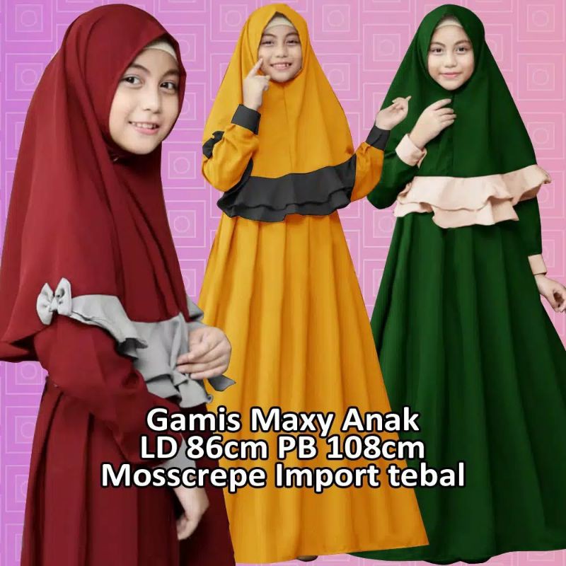 GAMIS SELMA/GAMIS SET KHIMAR/GAMIS SET BERGO/DRESS ANAK SET
