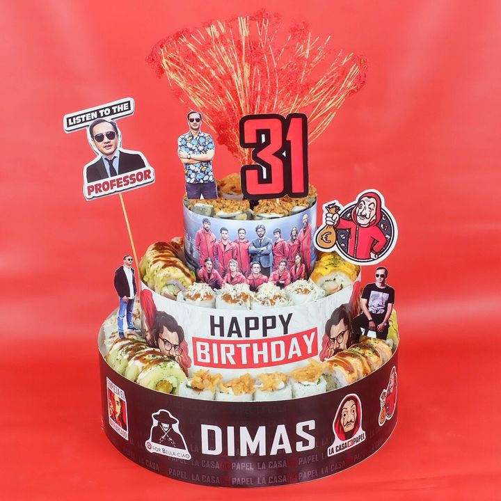 Sushi Tower mini cake Set Wrapper topper 2 susun