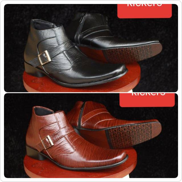 Alv 009 [Satipa_Store] Pantofel Kulit Asli Pria Sepatu Formal Pria Kickers Kilap Model Tinggi Kerja.
