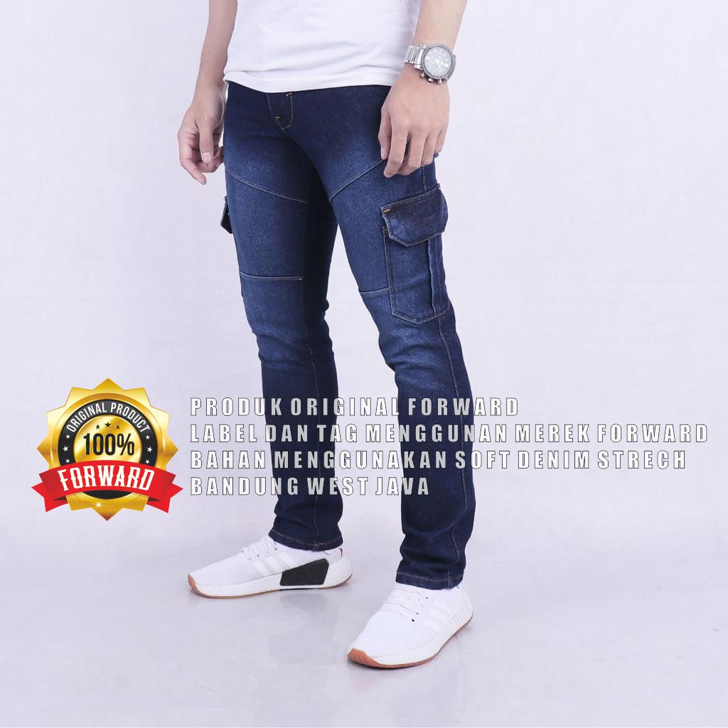 Forward System Celana Cargo Pants Pria Jeans Reguler Loose fit Standard Denim Washed Lanzclothing