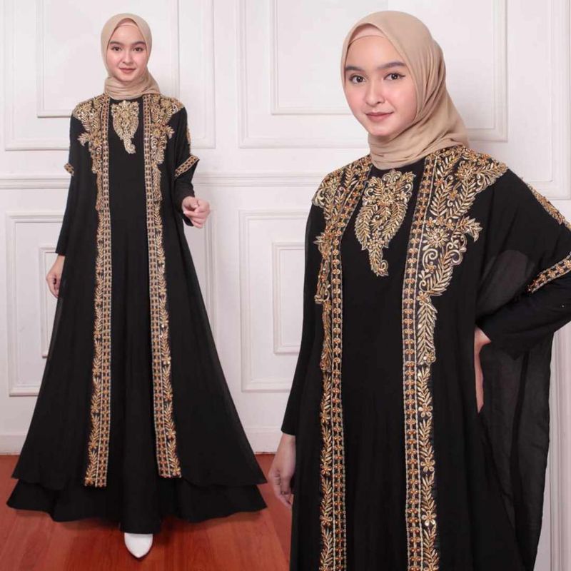 GAMIS MODEL KALONG KAFTAN HITAM ARAB TERBARU