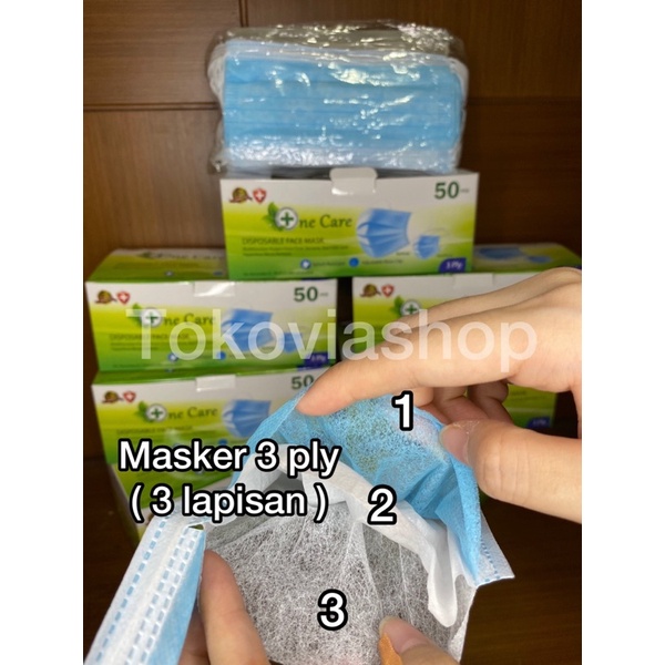 Masker 3 ply earloop Disposable face mask @50 pcs