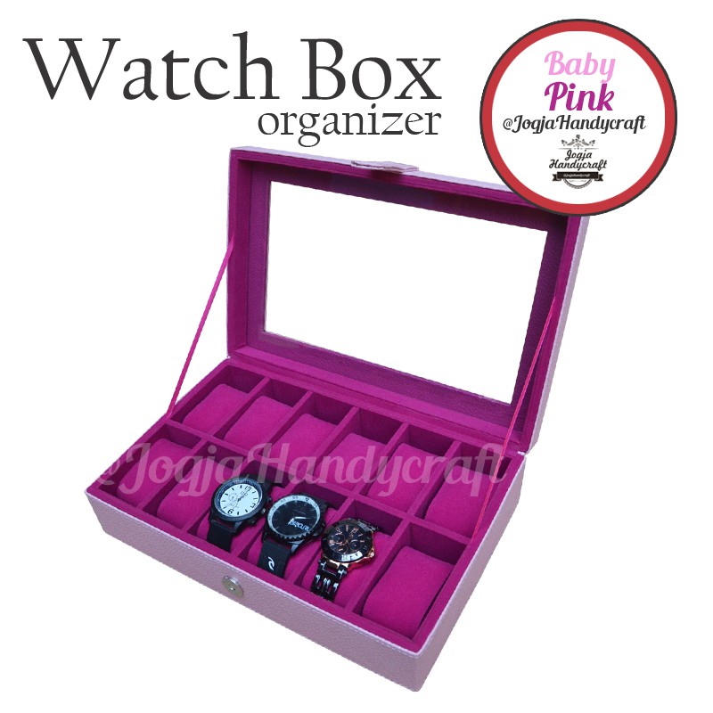 Kotak Tempat Jam Tangan Isi 12 Baby Pink