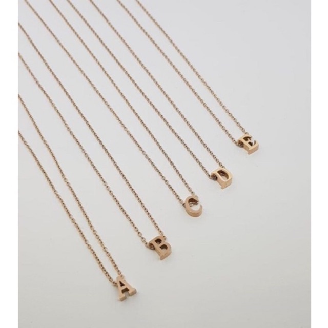 Kalung Inisial Nama Huruf Alphabet Titanium Gold Wanita Aksesoris Fashion Import Original / Kalung N
