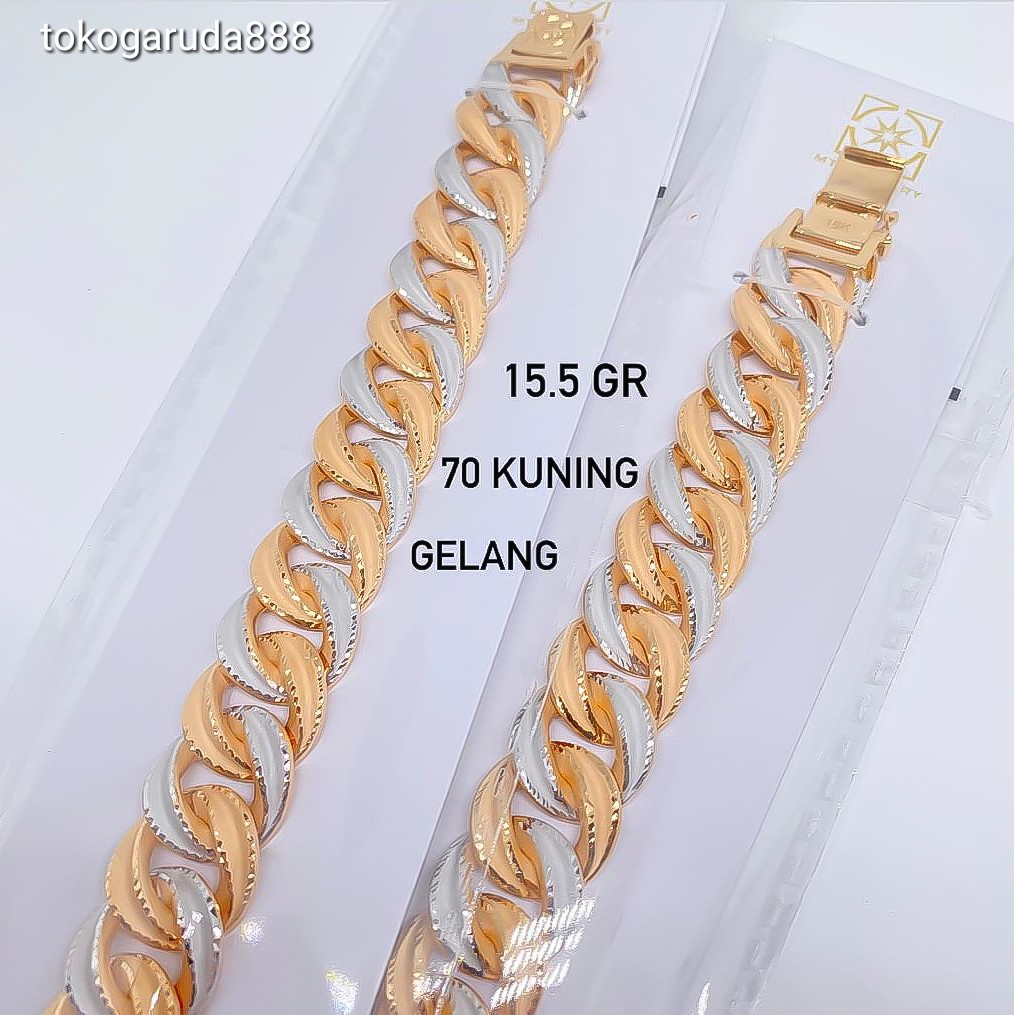 Rantai tangan gelang tali anak dan dewasa emas asli kadar 70% 700 sisik padat ukir kilap warna dimensi gold jam pria