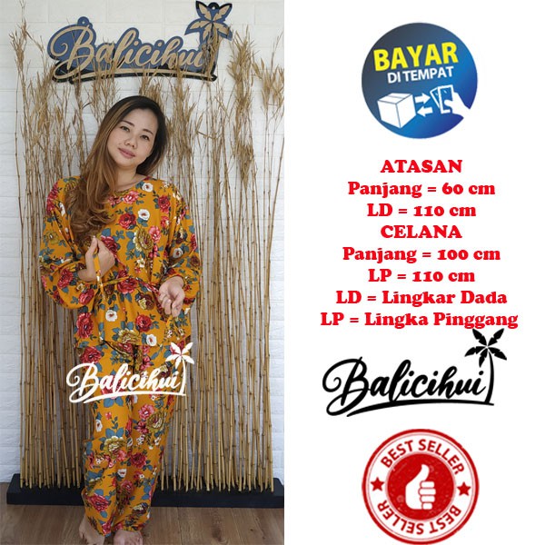 Balicihui Setelan Panjang Lengan Panjang Piyama Panjang Baju Tidur Lengan Panjang