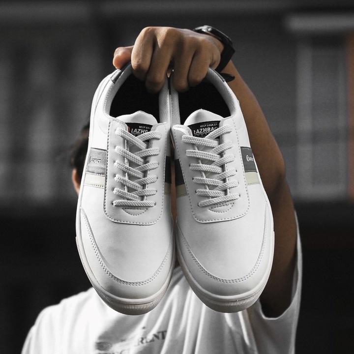 FLAZHBACK WHITE GREY - Sepatu Sneakers Pria Casual Original - Snekers Pria