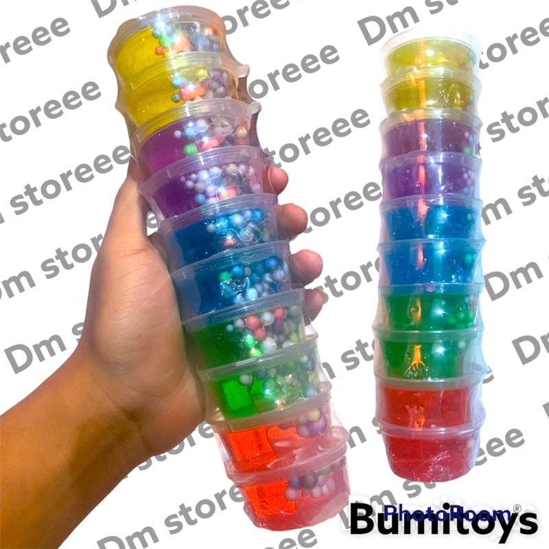 grosir 10 pcs slime glitter cup 35cc / slem murah / slime jiggly gliter / mainan anak murah