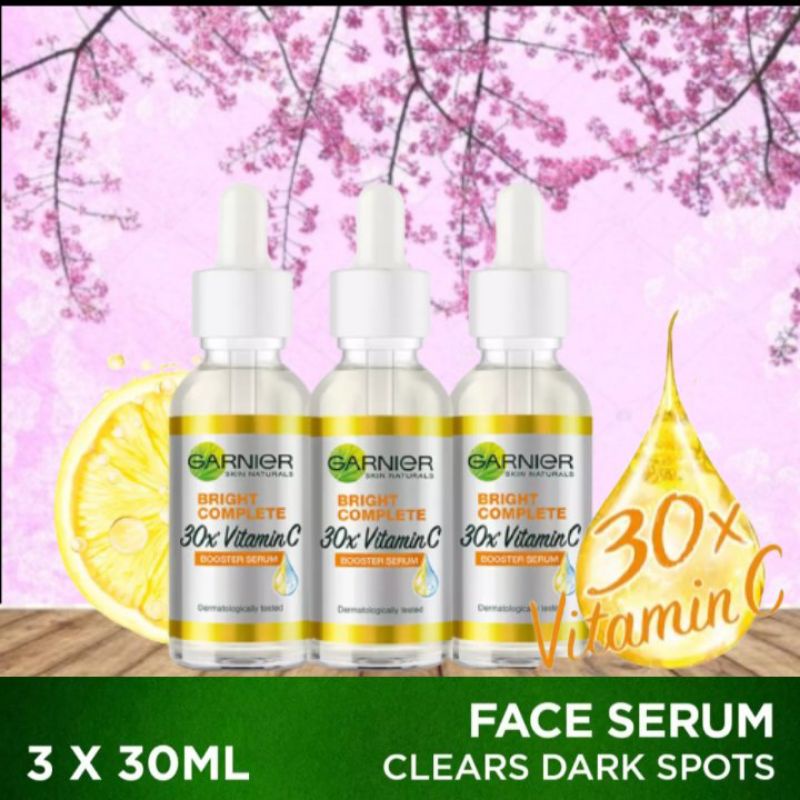 Garnier Bright Complete 30 X Vitamin C Booster Serum Skin Care 3X 30ML (KEMASAN TRIPLE)