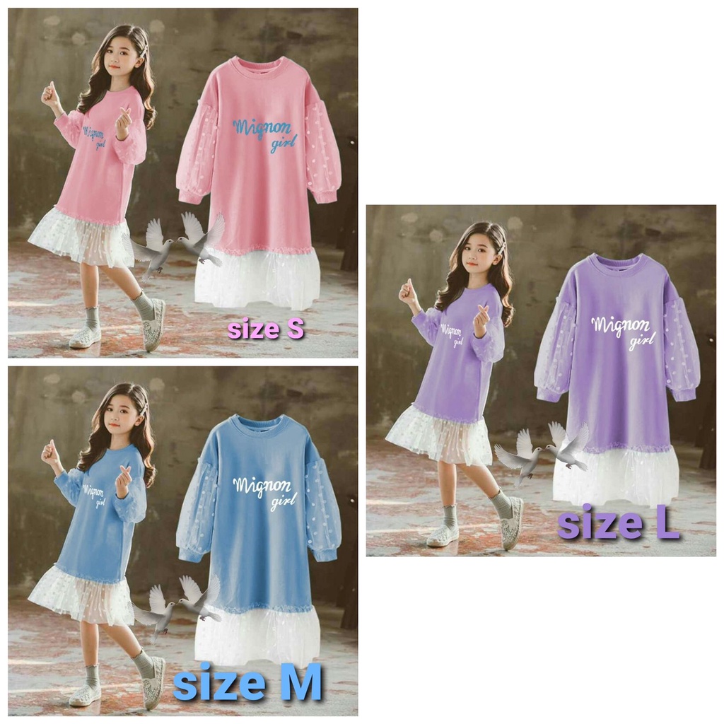 Dress Anak Perempuan Model Korea Umur 2-12 Tahun Baju Gaun Pesta Lengan Panjang Balon Bayi Balita Ga