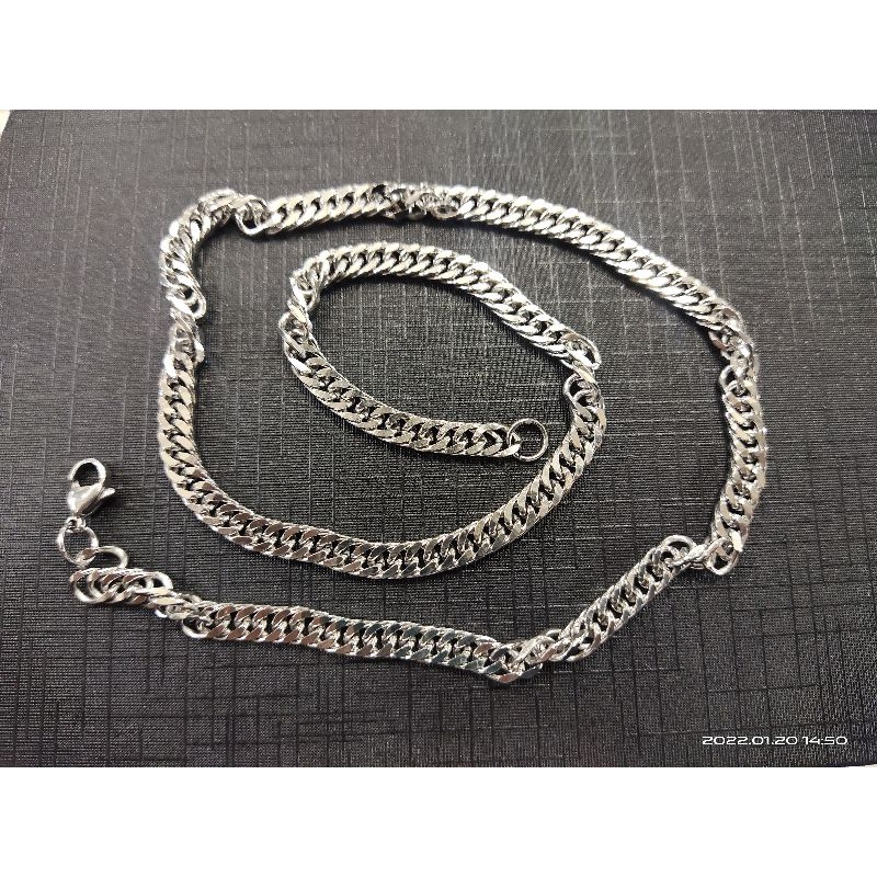 Kalung Titanium Motif Rantai 50cm Silver