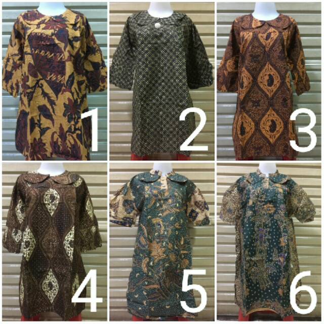 Blouse Blus Tunik Batik Sogan Katun Wanita Jumbo Ika Fashion Tanah Abang