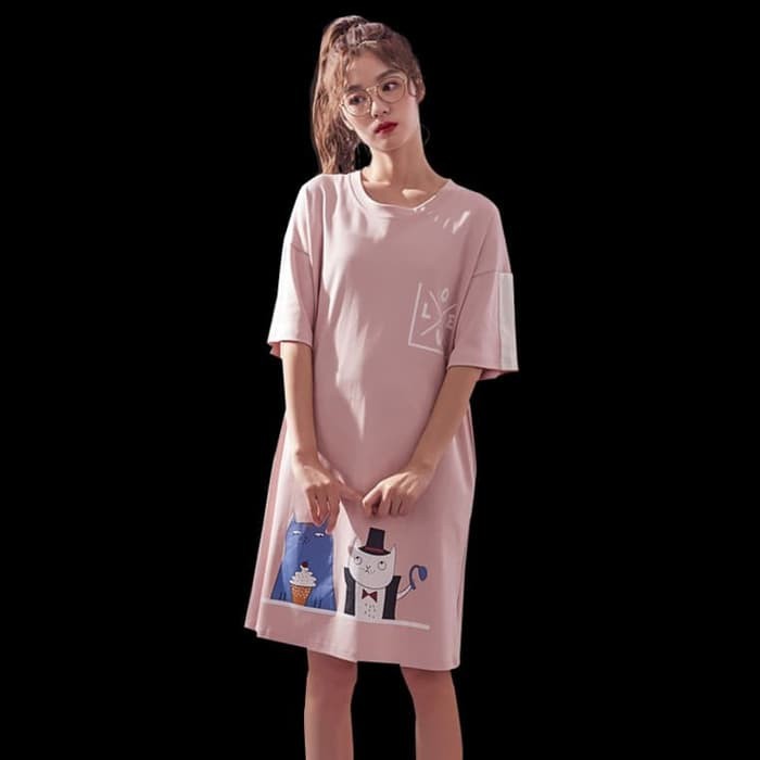 READY [Daster L.O.V.E Pink BC]Daster wanita Spandek Pink