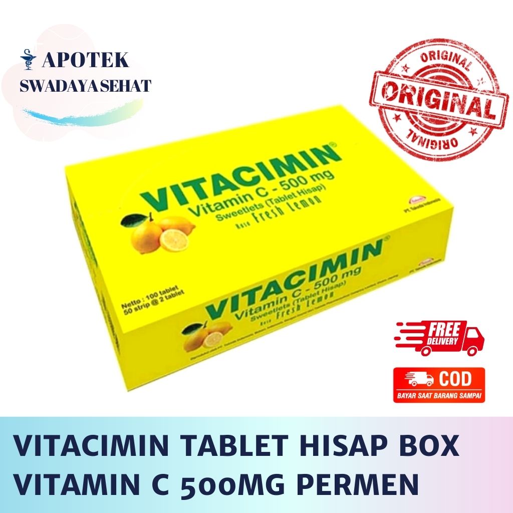 VITACIMIN BOX 500 MG Rasa Lemon Tablet Hisap Favorit Vitamin 50 100 Tab