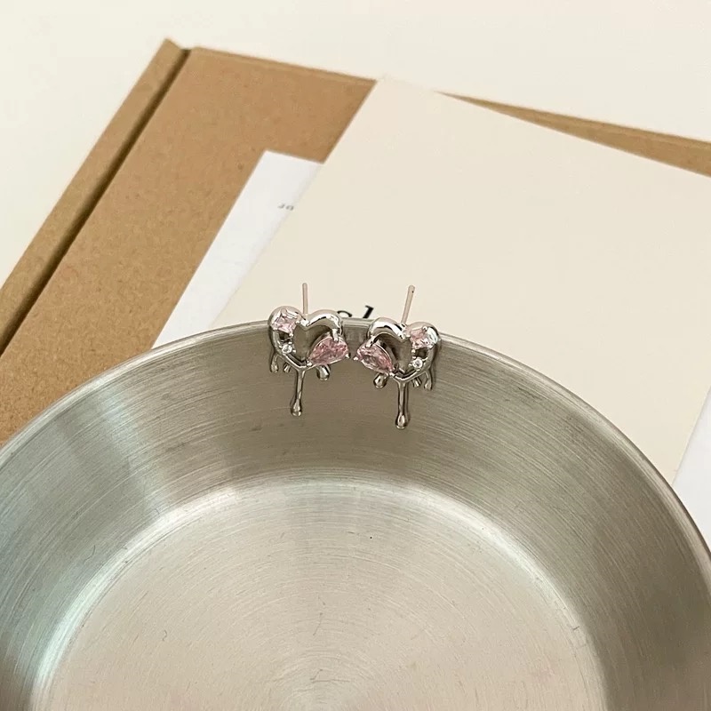 Anting Bentuk Hati Warna Pink Gaya Korea Untuk Aksesoris