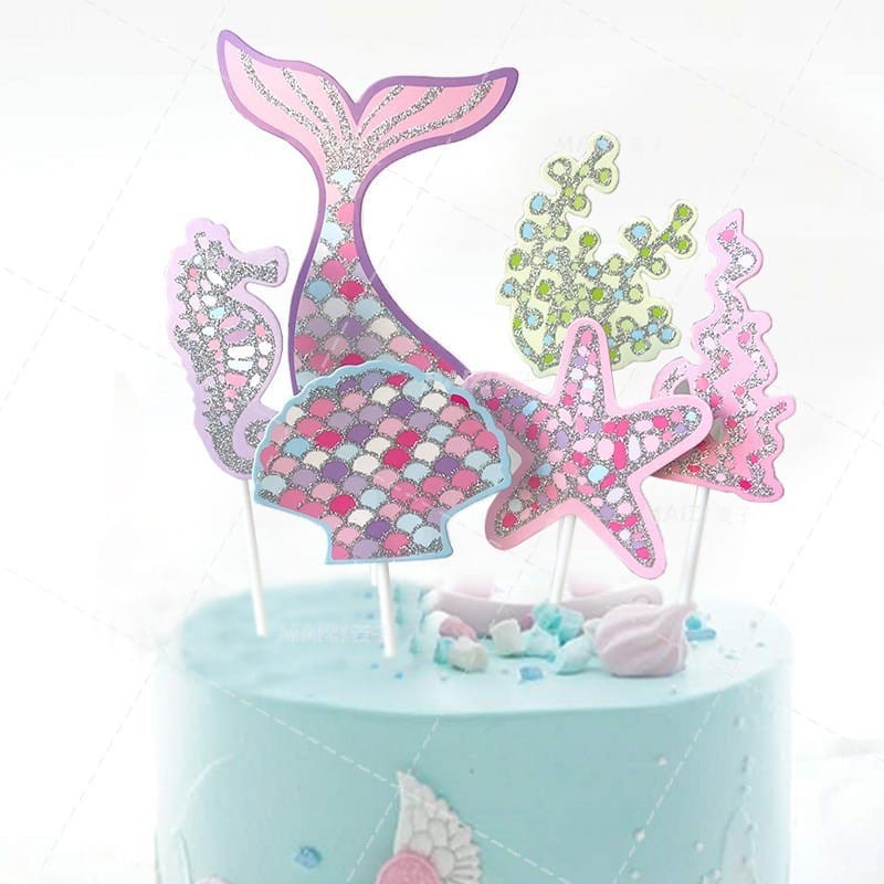 MOMBABY1 Topper Cake Mermaid Ulang Tahun / Hiasan Kue Ulang Tahun Mermaid