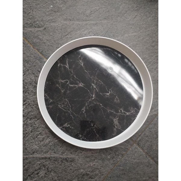 Nampan Tray Marble Bulat Besar Warna Abu/Hitam