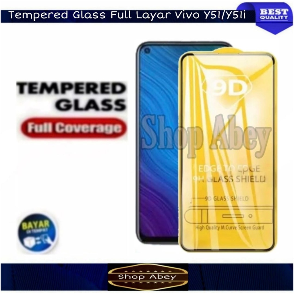 Promo Tempered Glass Layar Full Vivo Y51/Y51i Anti Gores Layar Full Cover  Vivo Y51/Y51i - Hitam