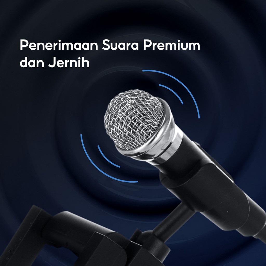 MINISO Mikrofon Mini Kabel Mikrofon Portabel dengan Stand Siaran langsung KTV Livesteam Karaoke Nyanyian-3