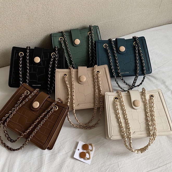 BJ31270 - BLACK/GREEN/KHAKI/WHITE - TAS BAHU SHOULDERBAG SLEMPANG MODEL CHAIN TALI RANTAI IMPORT TERMURAH FASHION WANITA TERBARU TERLARIS BAGSTORE JAKARTA TAS BATAM LT1270 GT1850