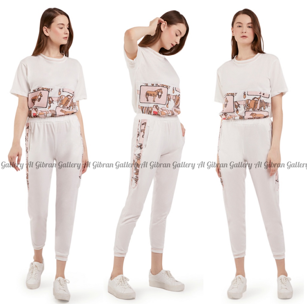 Setelan Wanita Kekinian Setelan Celana Wanita One Set Stelan Celana Joger Panjang Wanita Cewek Remaja Pakaian Wanita Fashion Wanita Cewek Remaja Perempuan Import Korea Korean Style Terbaru Kekinian Murah Bahan Full Babyterry All Size M L LD 96 - 100-6